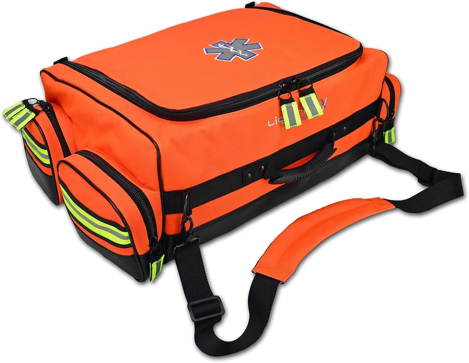 Lightning X Products Modular X-Tuff Oxygen Trauma Bag with Zip-Out Cylinder Pocket & Removable Pouches - Florescent Orange