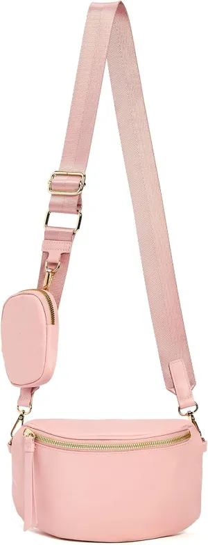 Like Dreams Small Crossbody Bum Bag for Women | Lightweight Nylon Fanny Pack with Detachable Airpods Pouch | Stylish Crossbody Bag (Blush)