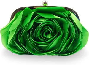 Little Floral Clutch Purse for Women - Elegant Rose Petal Evening Bag with Detachable Chain for Wedding, Gala, Prom