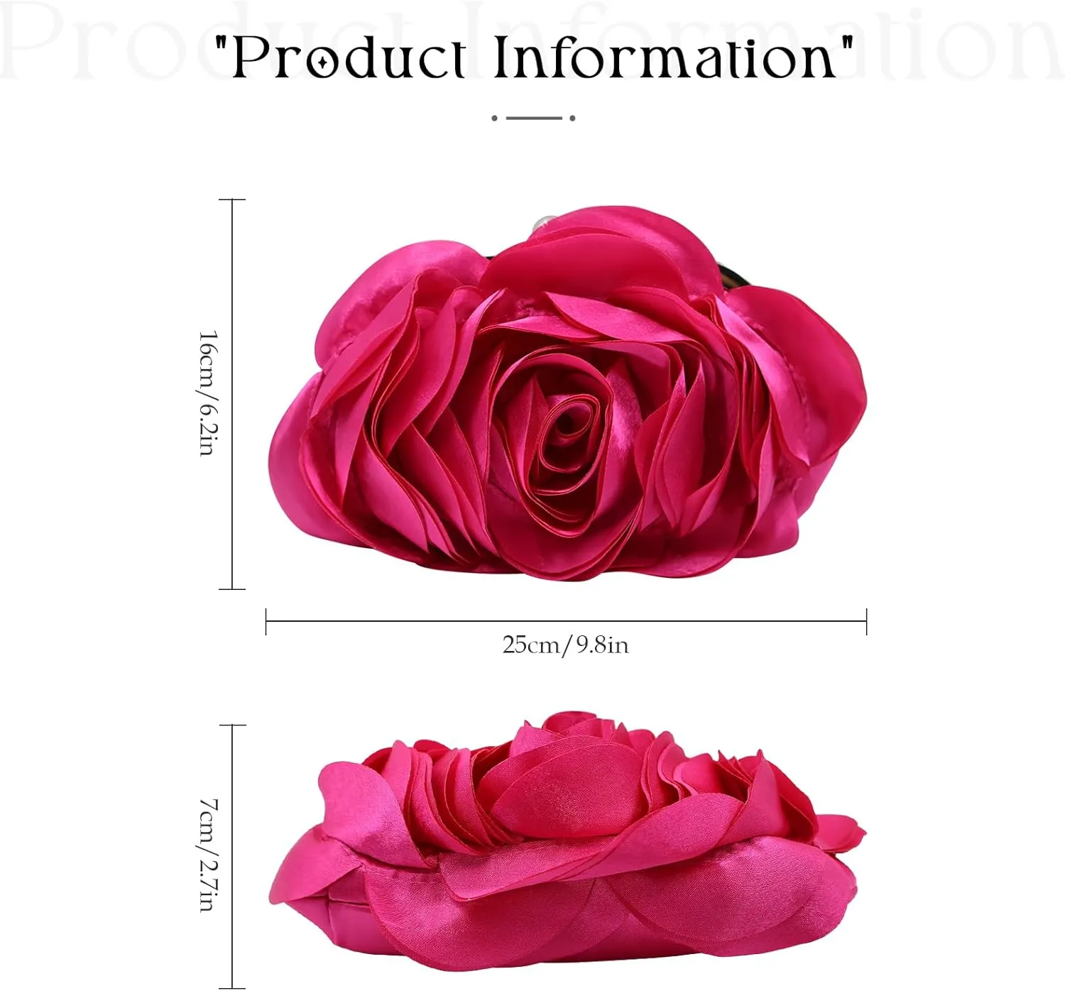 Little Floral Clutch Purse for Women - Elegant Rose Petal Evening Bag with Detachable Chain for Wedding, Gala, Prom