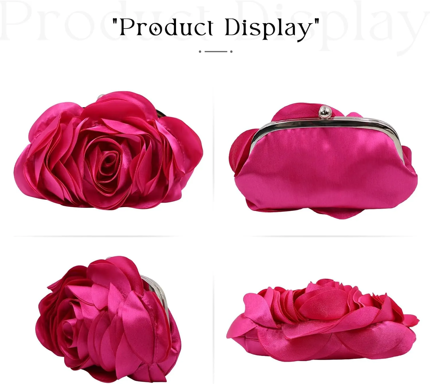 Little Floral Clutch Purse for Women - Elegant Rose Petal Evening Bag with Detachable Chain for Wedding, Gala, Prom