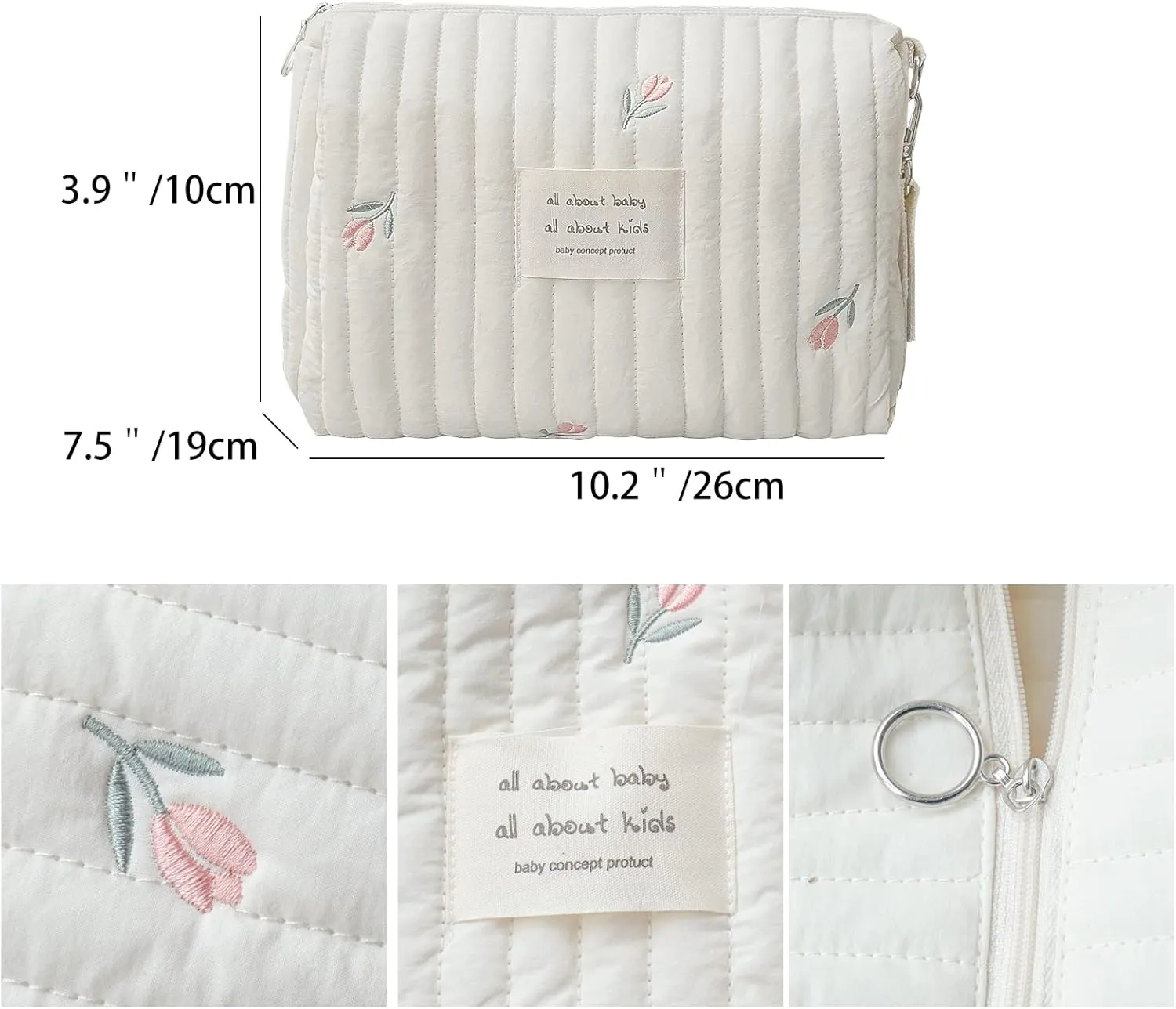 Lmbabter Baby Stroller Storage Bag Diaper Bag Infant Carriages Diaper Organizer Pouches Embroidered Mommy Bag for Outdoor
