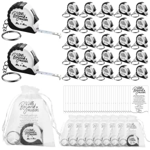 Loetere Wedding Favors for Guests Tape Measure Keychains with Cards Gift Bags for Bridal Shower Wedding Party Souvenirs (100 Sets)