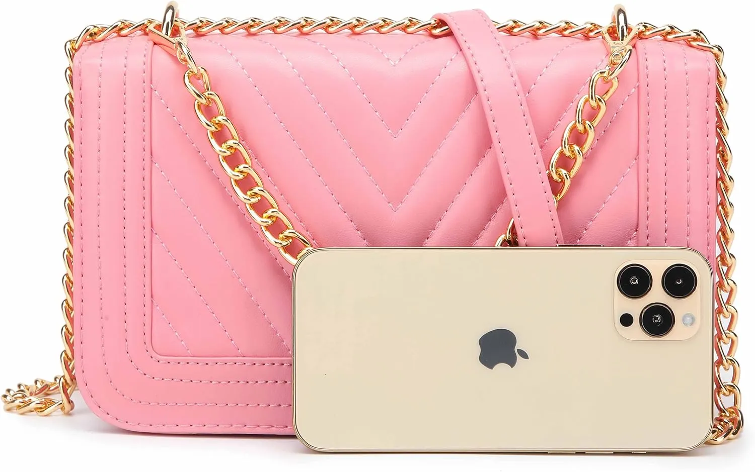 lola mae Crossbody Bags for Women Fashion Quilted Shoulder purse with Convertible Chain Strap Classic Satchel Handbag