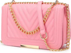 lola mae Crossbody Bags for Women Fashion Quilted Shoulder purse with Convertible Chain Strap Classic Satchel Handbag