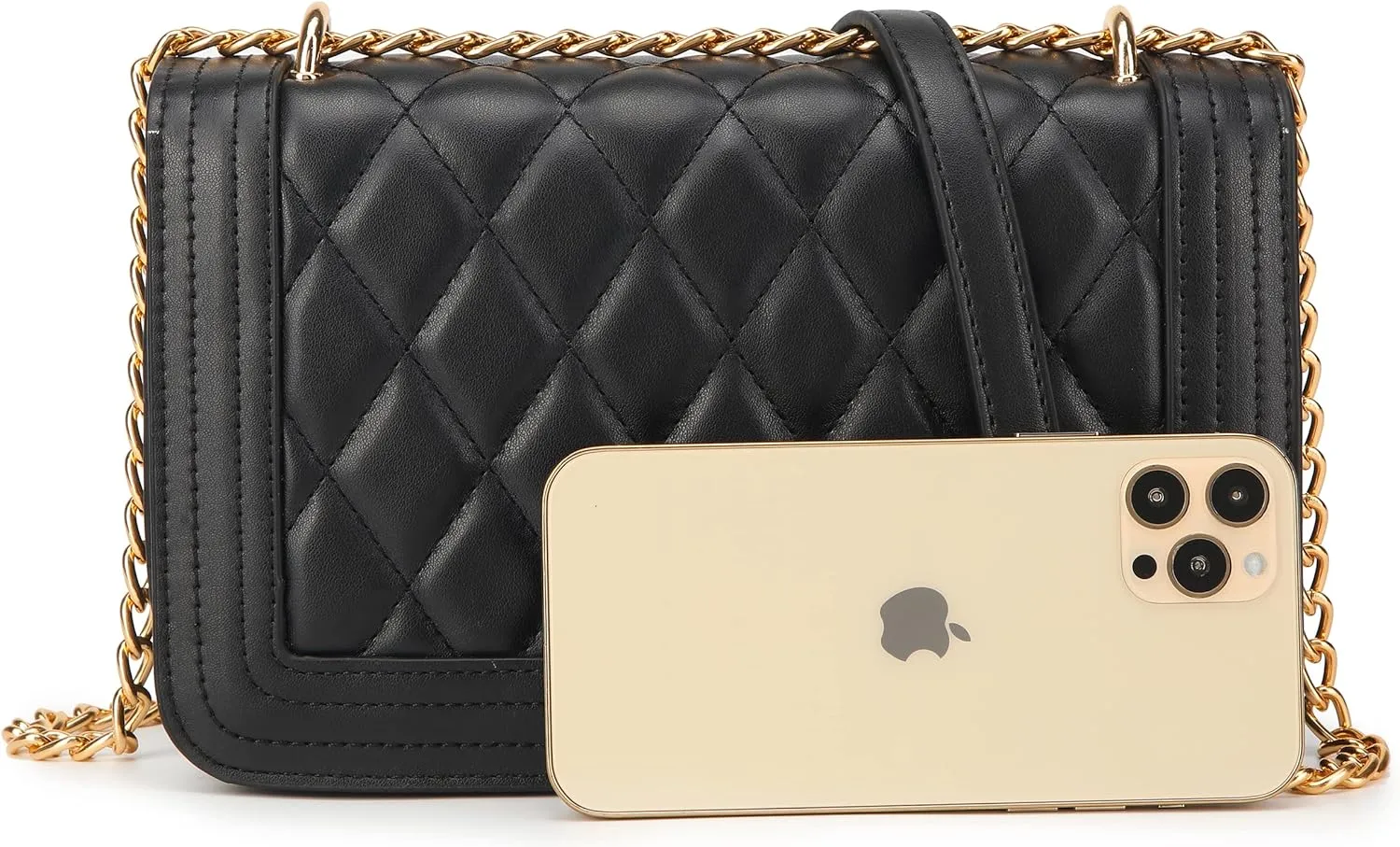 lola mae Crossbody Bags for Women Fashion Quilted Shoulder purse with Convertible Chain Strap Classic Satchel Handbag