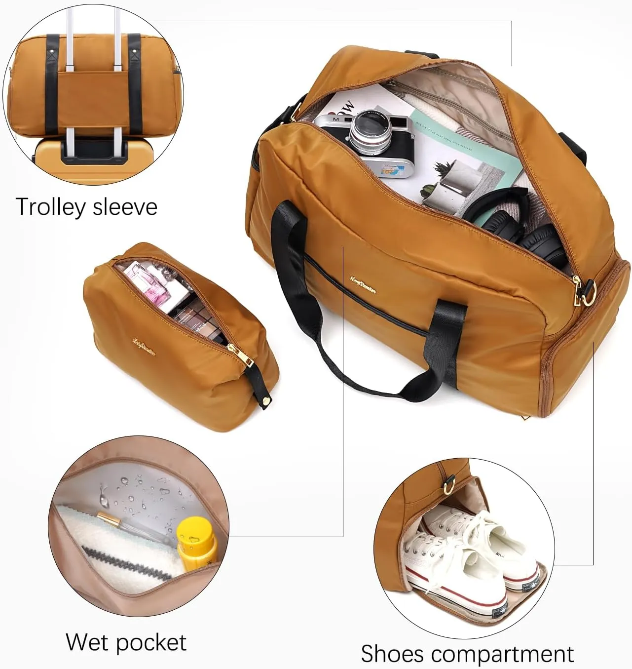 LONG VACATION Luggage Set 3 Piece Luggage ABS Carry on Suitcase Hardside Luggage with TSA Lock Spinner Wheels Travel Bag(Orange, 20 INCH)