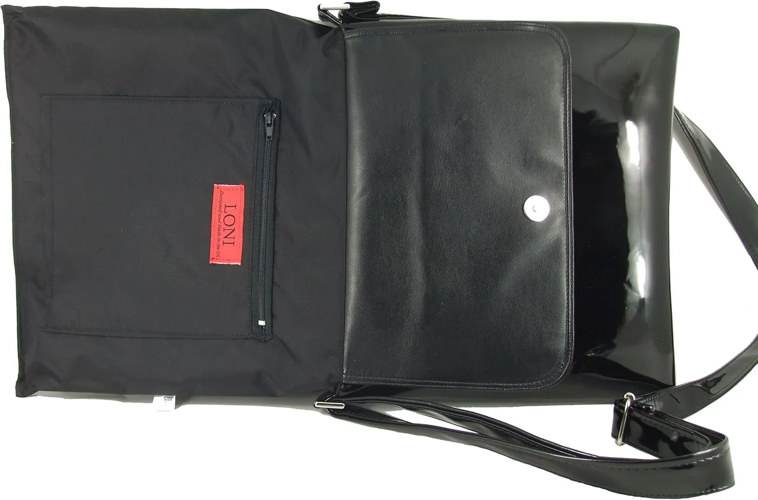 LONI Womens Cool Faux Patent Leather Cross-Body Shoulder Bag Handbag Medium Size