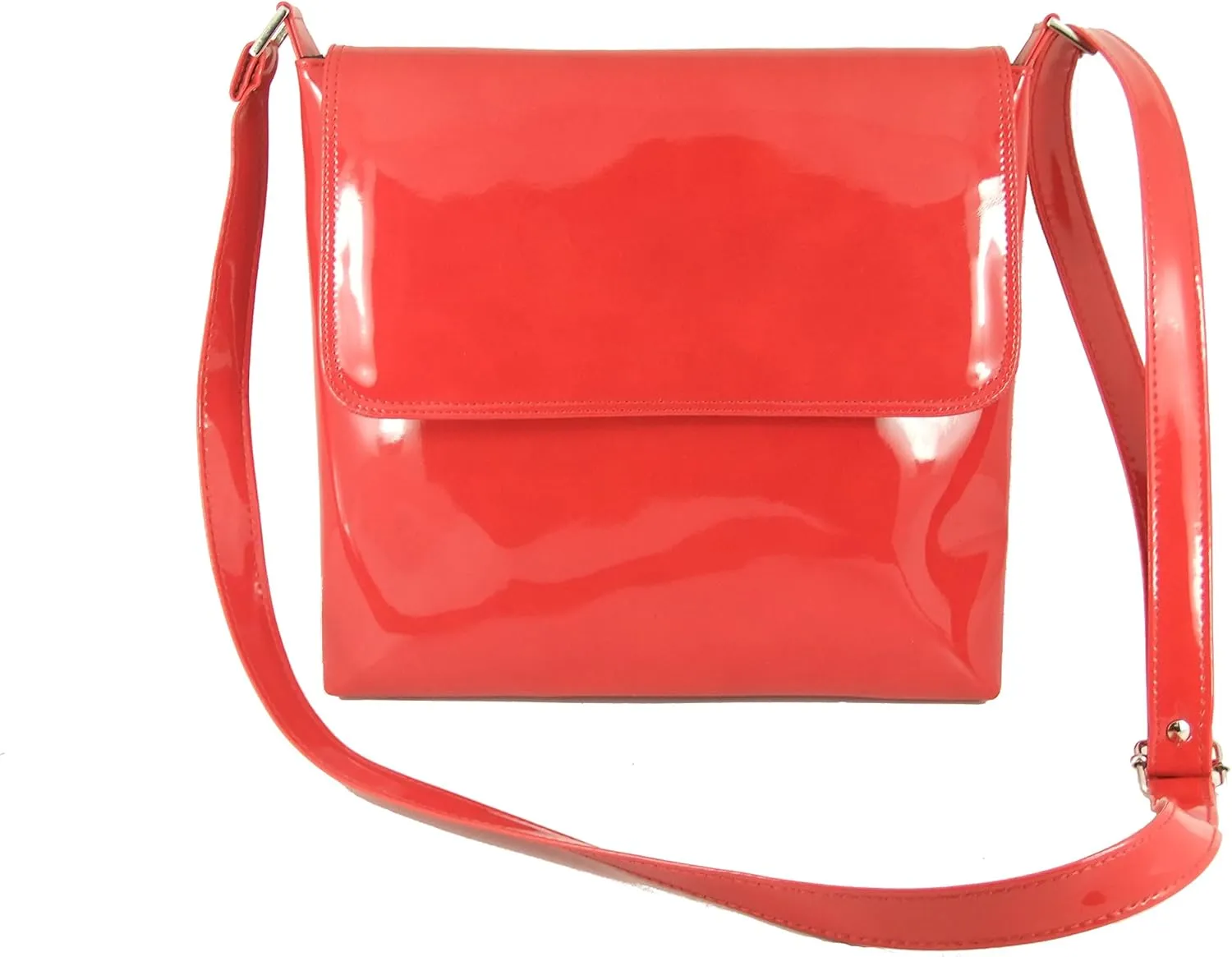 LONI Womens Cool Faux Patent Leather Cross-Body Shoulder Bag Handbag Medium Size