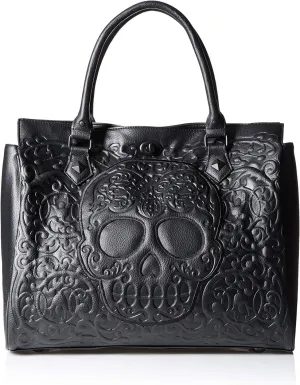 Loungefly Lattice Skull Tote Shoulder Bag, Black, One Size