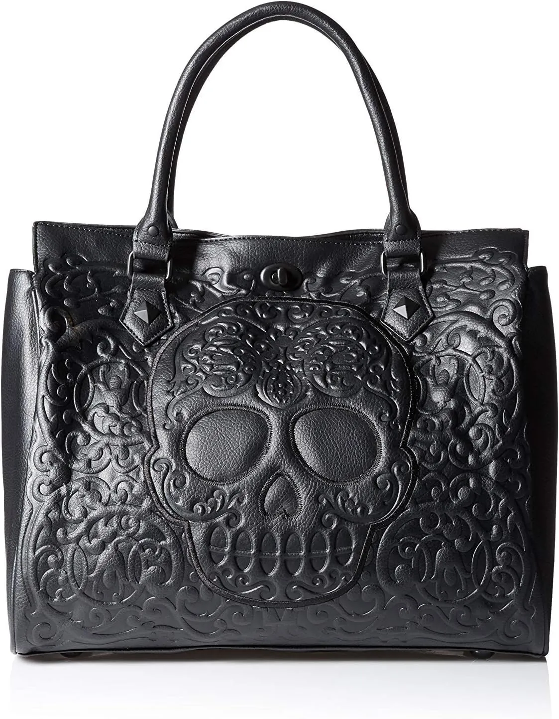 Loungefly Lattice Skull Tote Shoulder Bag, Black, One Size