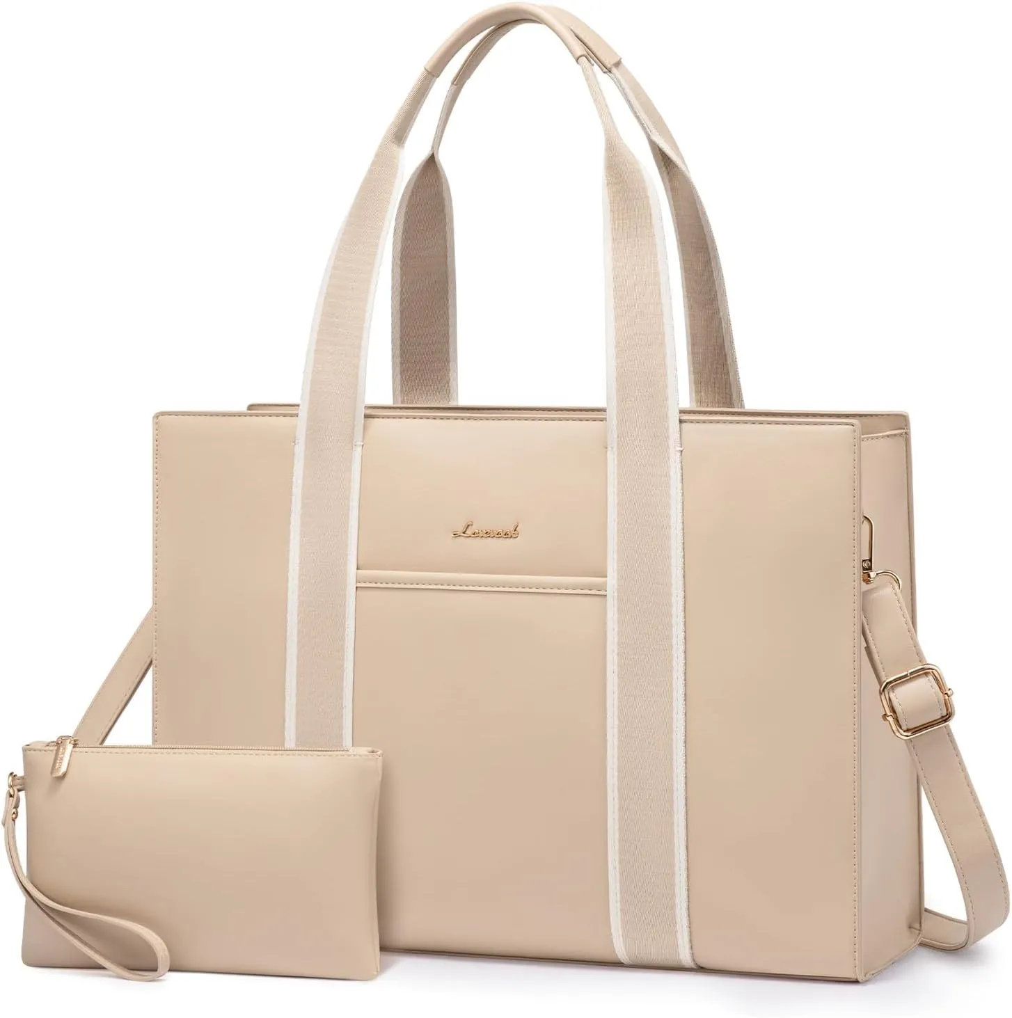 LOVEVOOK Laptop Bag for Women 15.6 Inch Laptop Tote Bag Waterproof Leather Work Bag 2PCs Vintage Computer Briefcase