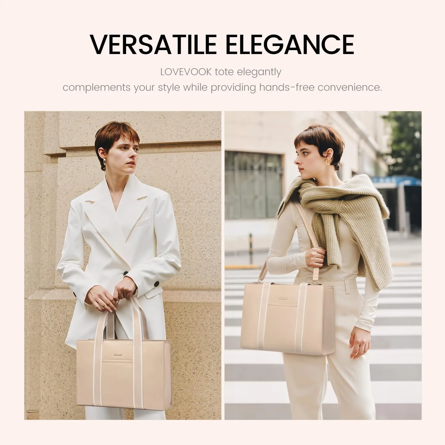 LOVEVOOK Laptop Bag for Women 15.6 Inch Laptop Tote Bag Waterproof Leather Work Bag 2PCs Vintage Computer Briefcase