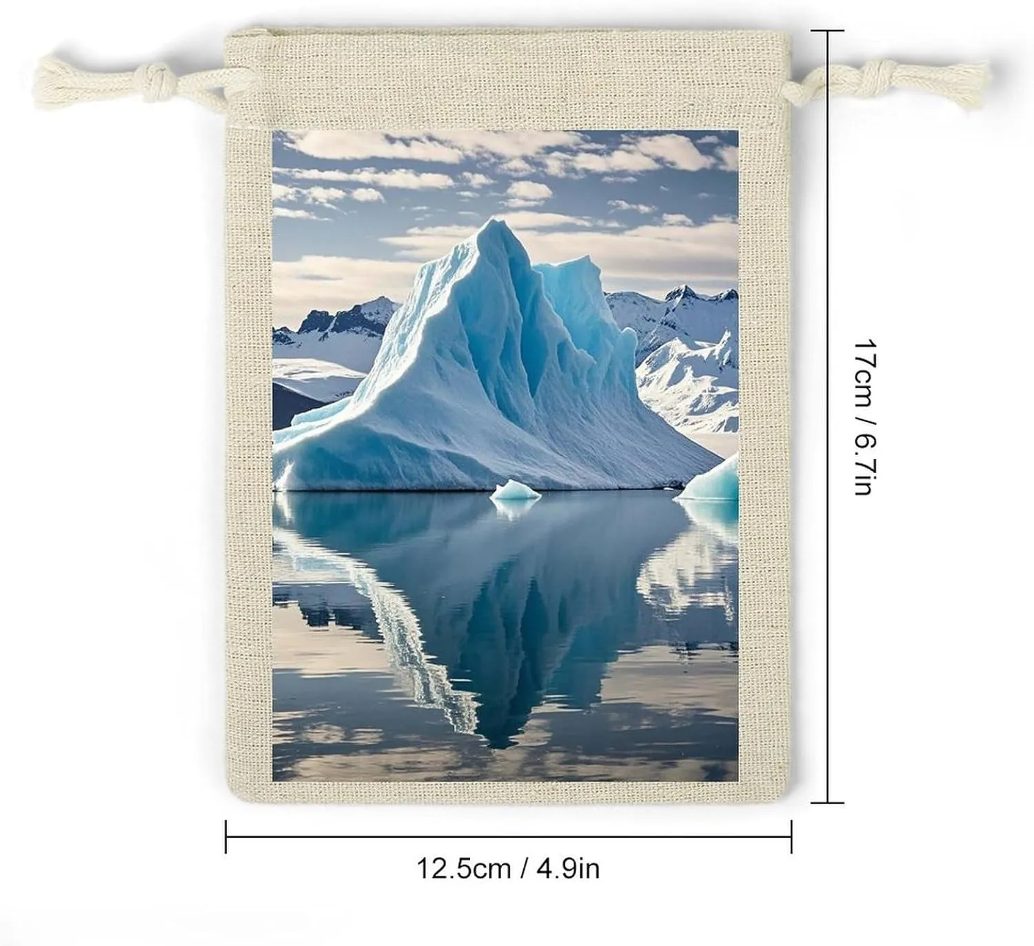 LPSADGF 8 PCS Blue Iceberg Drawstring Gift Bags Reusable Cotton Linen Storage Pouches for Christmas, Weddings, Parties, Favors 4.9"x6.7" Small Burlap Bags