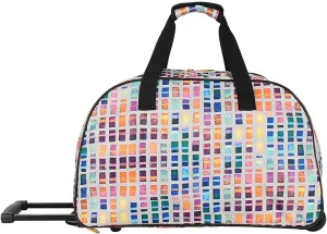 Lucas Designer Carry On Luggage Collection - Lightweight Pattern 22 Inch Duffel Bag- Weekender Overnight Business Travel Suitcase with 2- Rolling Spinner Wheels (CREAM, 22in)