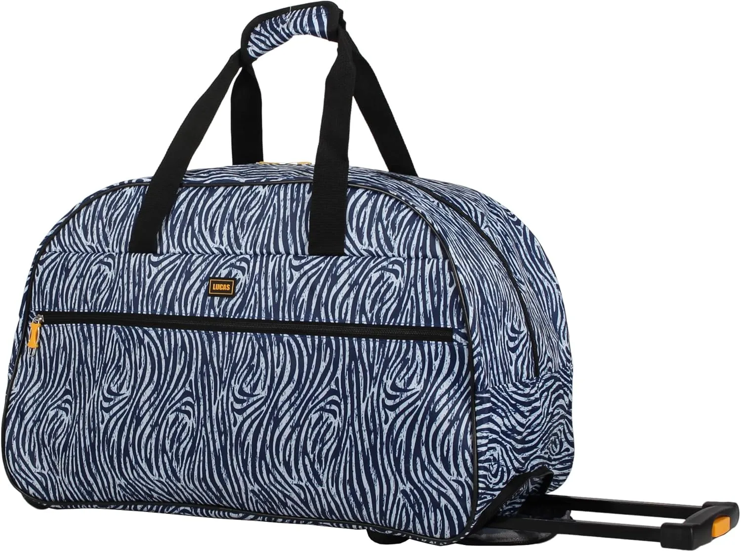 LUCAS Designer Carry On Luggage Collection - Lightweight Pattern 22 Inch Duffel Bag- Weekender Overnight Business Travel Suitcase with 2- Rolling Spinner Wheels (ZEBRA BLACK, 22in)