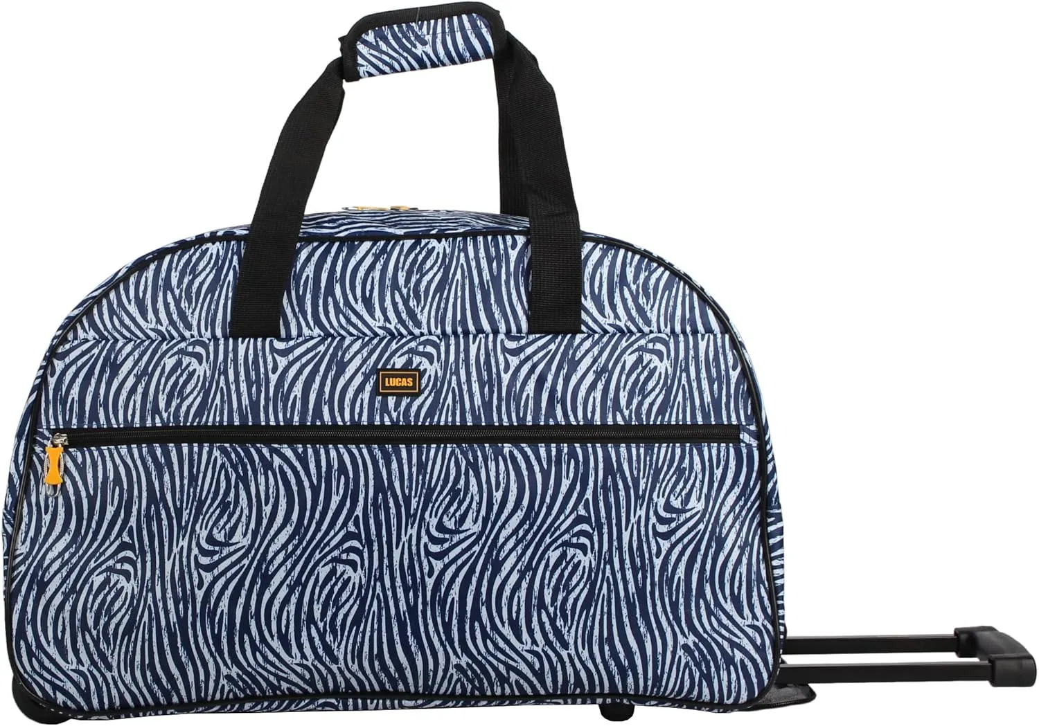 LUCAS Designer Carry On Luggage Collection - Lightweight Pattern 22 Inch Duffel Bag- Weekender Overnight Business Travel Suitcase with 2- Rolling Spinner Wheels (ZEBRA BLACK, 22in)
