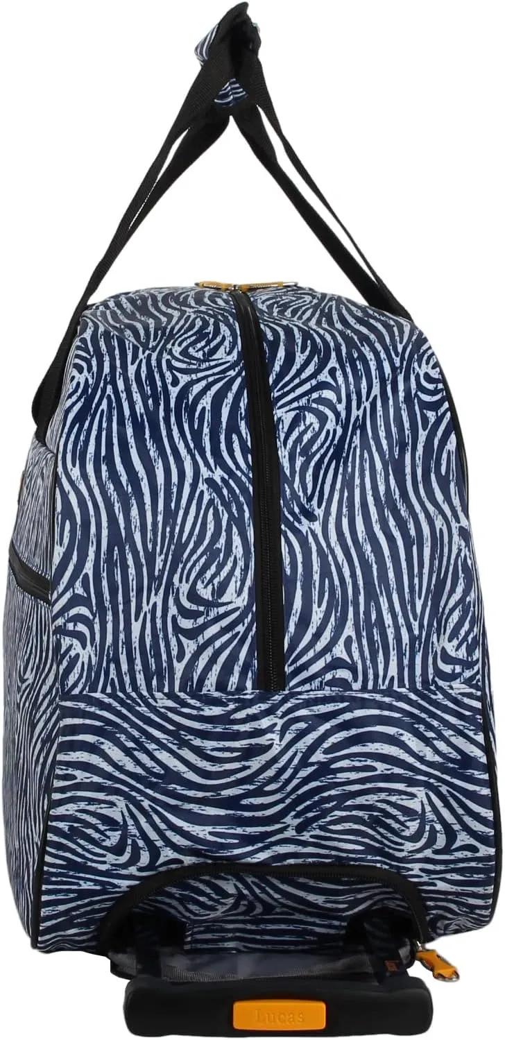 LUCAS Designer Carry On Luggage Collection - Lightweight Pattern 22 Inch Duffel Bag- Weekender Overnight Business Travel Suitcase with 2- Rolling Spinner Wheels (ZEBRA BLACK, 22in)