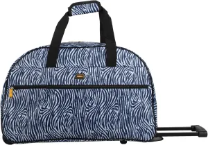 LUCAS Designer Carry On Luggage Collection - Lightweight Pattern 22 Inch Duffel Bag- Weekender Overnight Business Travel Suitcase with 2- Rolling Spinner Wheels (ZEBRA BLACK, 22in)