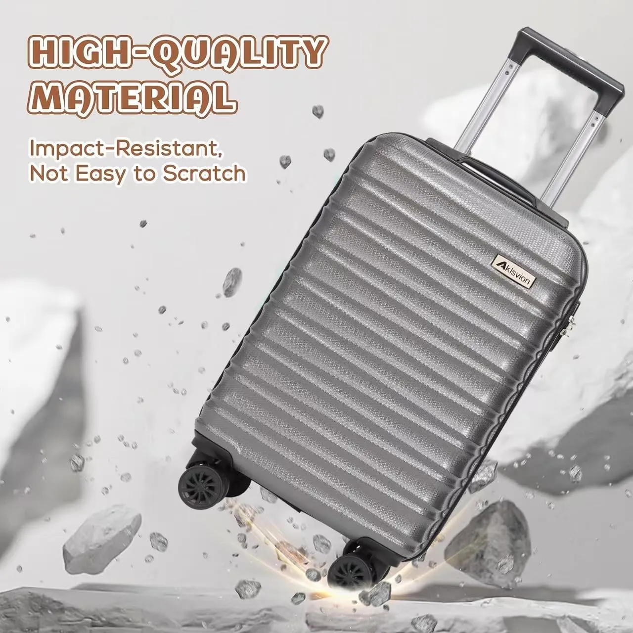 Luggage Set 3 Piece Luggage Set ABS hardshell Spinner Wheels Luggage Carry on Suitcase with Weekender bag & Toiletry bag(Grey)