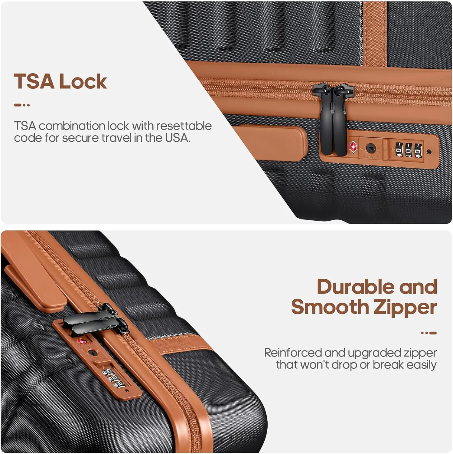 Luggage Sets 3 Piece, Carry On Luggage 20 Inch With Spinner Wheels,PC Hardside Suitcase Set with TSA Lock,Durable Carry On Suitcase With Travel Backpack for Men (Black, 3 piece set (20inch))