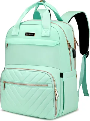 Lunch Backpack for Women, Water Resistant Insulated Cooler Lunch Bag, 15.6 inch Laptop Backpacks with USB Port, Picnic Backpack with Lunch Box, for College Work Camping Beaches, Teal