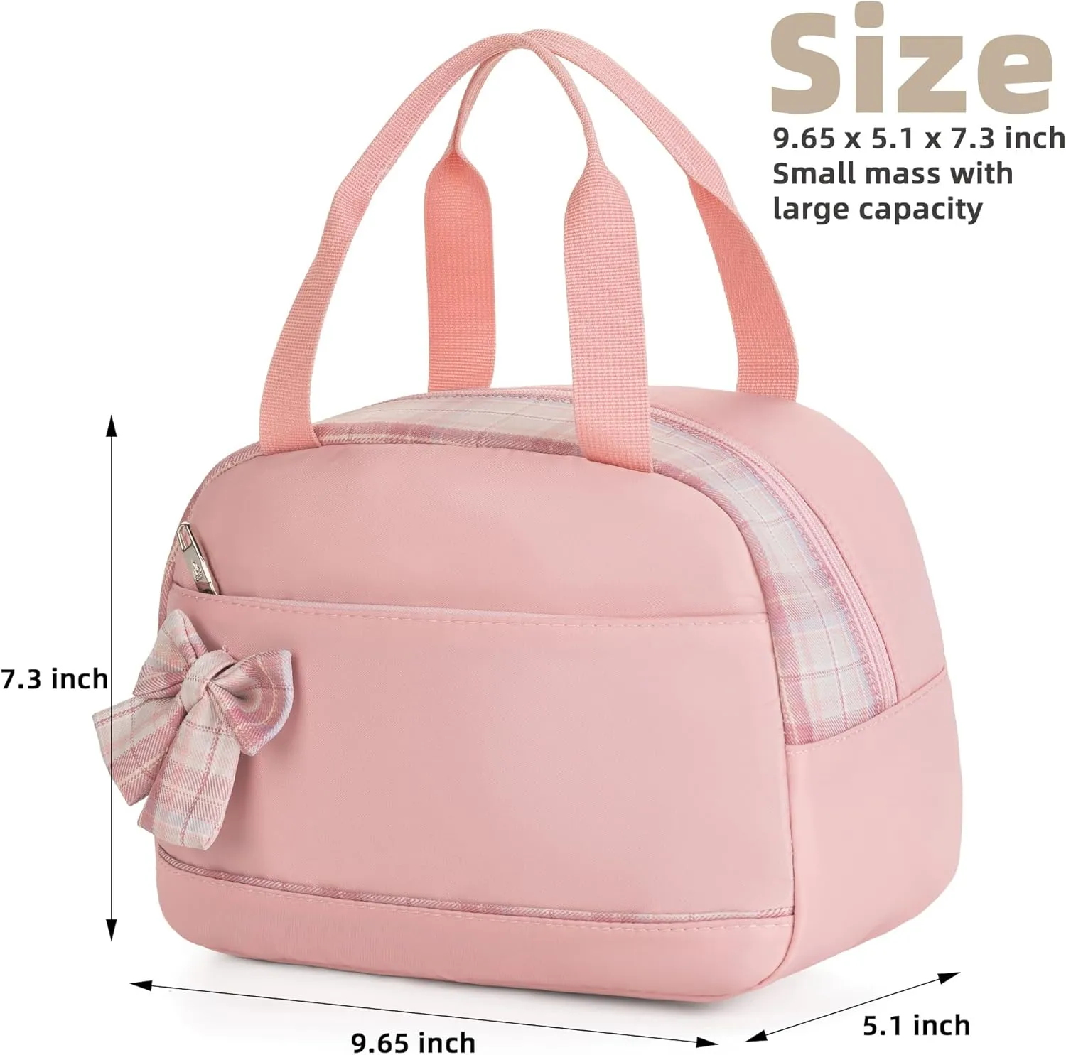 Lunch Bag for Women Men Cute Tote Bags Reusable Insulated Beach Box Case Large Capacity Cooler Purse for Work Picnic Travel Office Camping Handbag School Bookbag for Girls,Teen,College,Student Pink