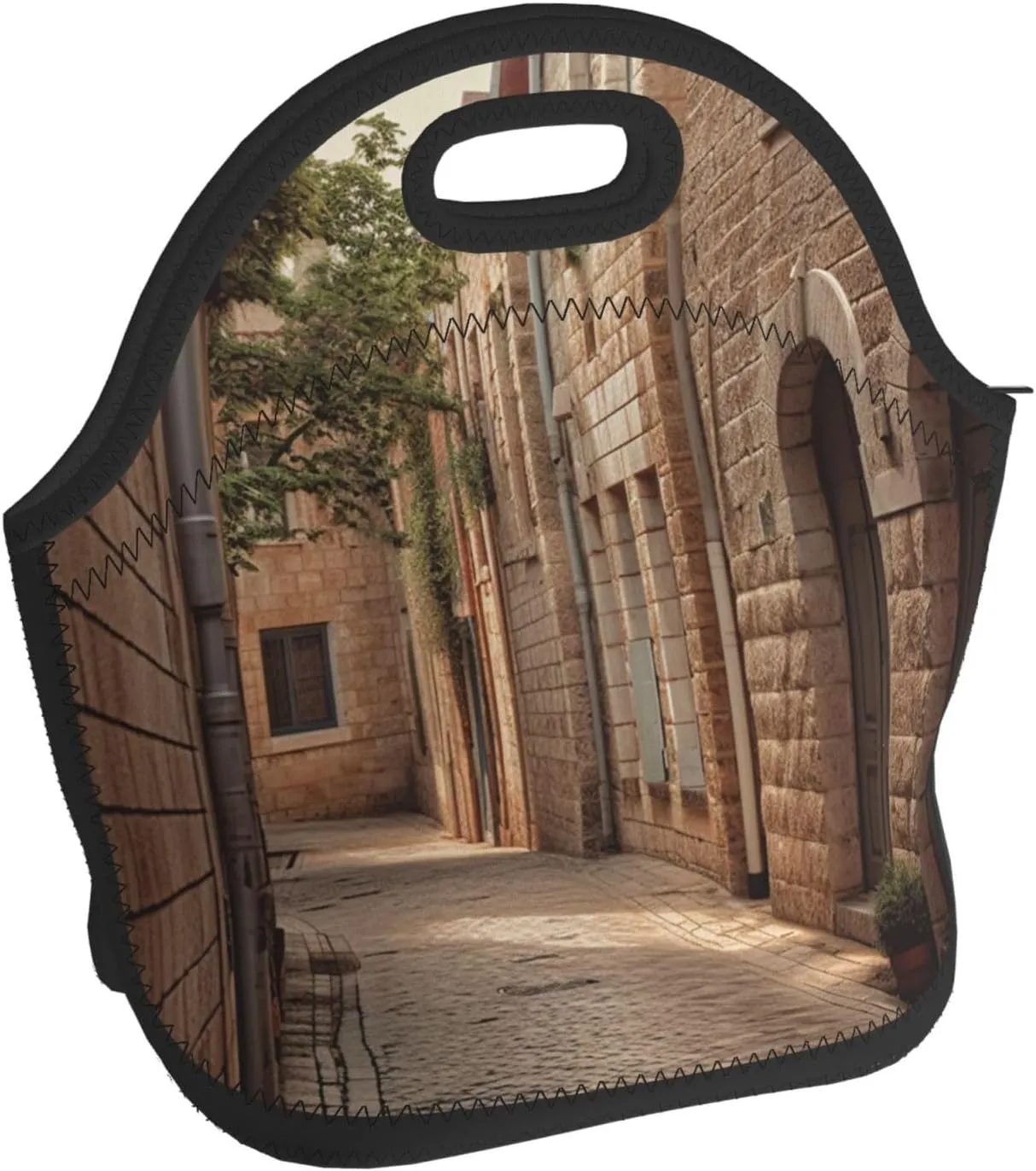 Lunch Bag Lunch Box for Women Men Neoprene Insulated Lunch Tote Bag Architecture Streets Houses Leakproof Cooler Bag Reusable Lunchbox Portable Cooler Lunch Container for Picnic Travel