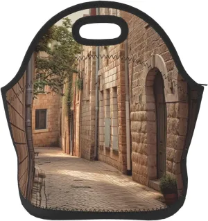 Lunch Bag Lunch Box for Women Men Neoprene Insulated Lunch Tote Bag Architecture Streets Houses Leakproof Cooler Bag Reusable Lunchbox Portable Cooler Lunch Container for Picnic Travel
