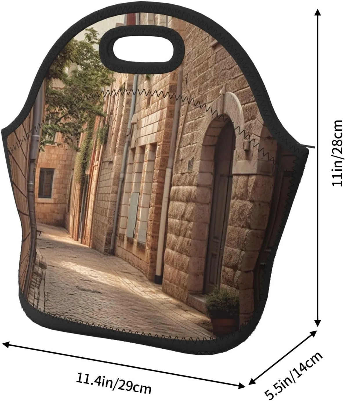 Lunch Bag Lunch Box for Women Men Neoprene Insulated Lunch Tote Bag Architecture Streets Houses Leakproof Cooler Bag Reusable Lunchbox Portable Cooler Lunch Container for Picnic Travel