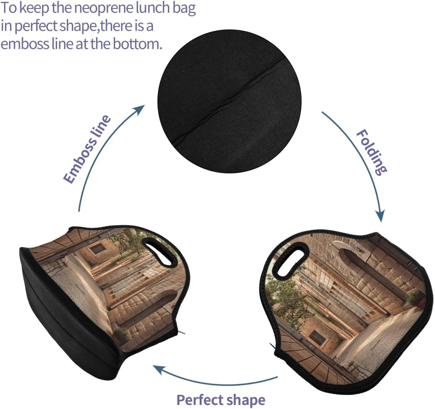 Lunch Bag Lunch Box for Women Men Neoprene Insulated Lunch Tote Bag Architecture Streets Houses Leakproof Cooler Bag Reusable Lunchbox Portable Cooler Lunch Container for Picnic Travel