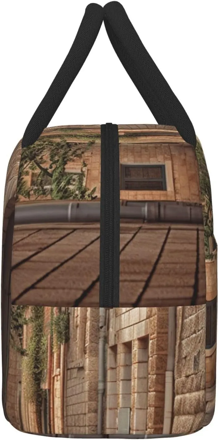 Lunch Bag Lunch Box for Women Men Reusable Insulated Lunch Tote Bag Architecture Streets Houses Leakproof Cooler Bag Portable Cooler Lunch Container for Picnic Travel