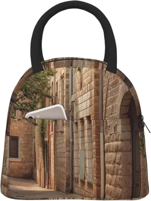 Lunch Bag Lunch Box for Women Men Reusable Insulated Lunch Tote Bag Architecture Streets Houses Leakproof Cooler Bag Portable Cooler Lunch Container for Picnic Travel
