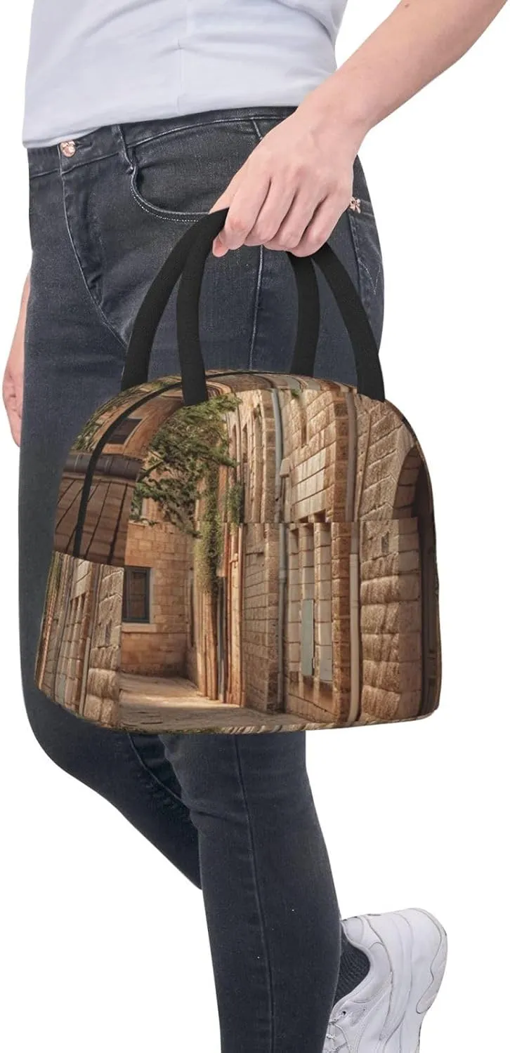 Lunch Bag Lunch Box for Women Men Reusable Insulated Lunch Tote Bag Architecture Streets Houses Leakproof Cooler Bag Portable Cooler Lunch Container for Picnic Travel