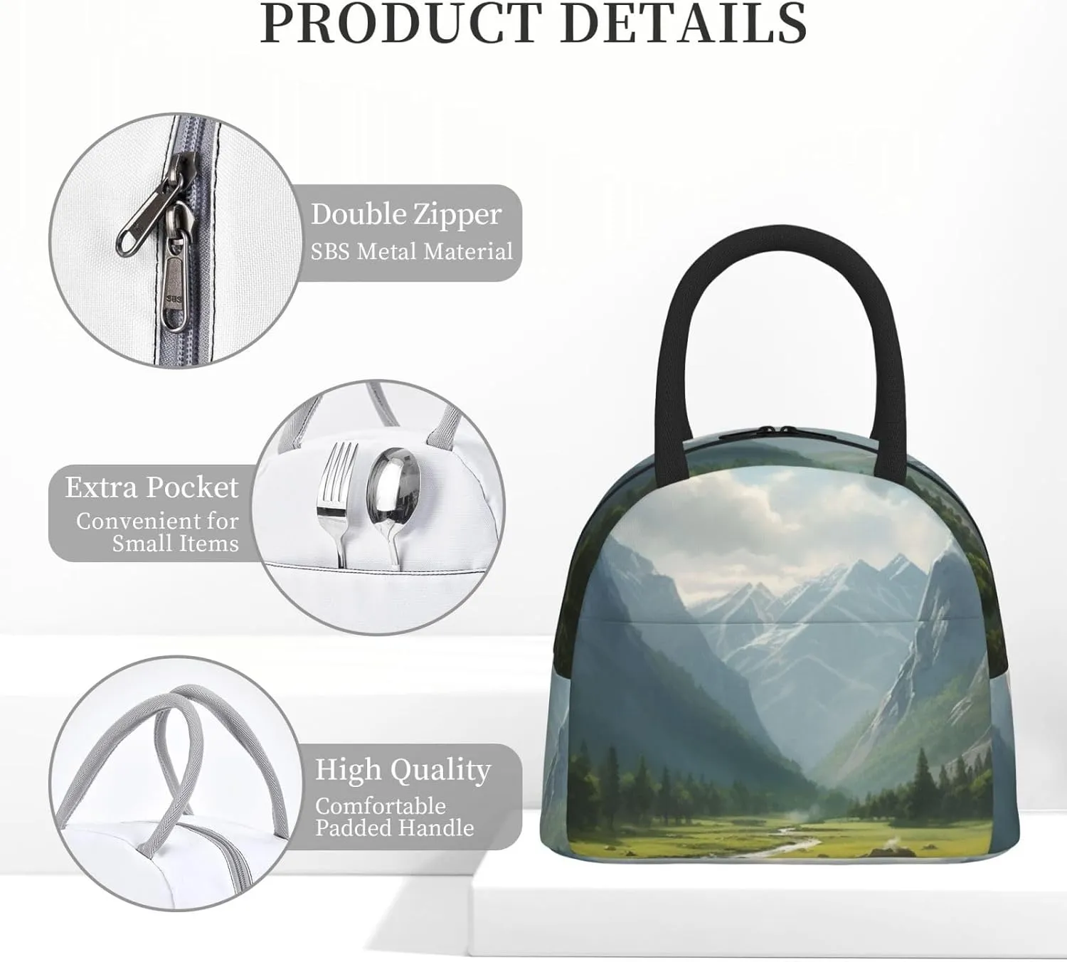 Lunch Bag Lunch Box for Women Men Reusable Insulated Lunch Tote Bag Valley Leakproof Cooler Bag Portable Cooler Lunch Container for Picnic Travel