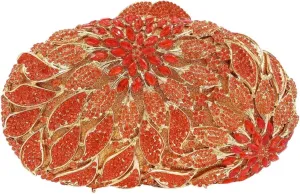 Luxury Crystal Clutch Rhinestones Evening Bag Hollow Out 3D Flower Handbag Evening Wedding Prom Bag