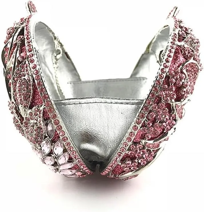 Luxury Crystal Clutch Rhinestones Evening Bag Hollow Out 3D Flower Handbag Evening Wedding Prom Bag