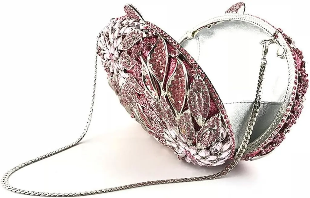 Luxury Crystal Clutch Rhinestones Evening Bag Hollow Out 3D Flower Handbag Evening Wedding Prom Bag