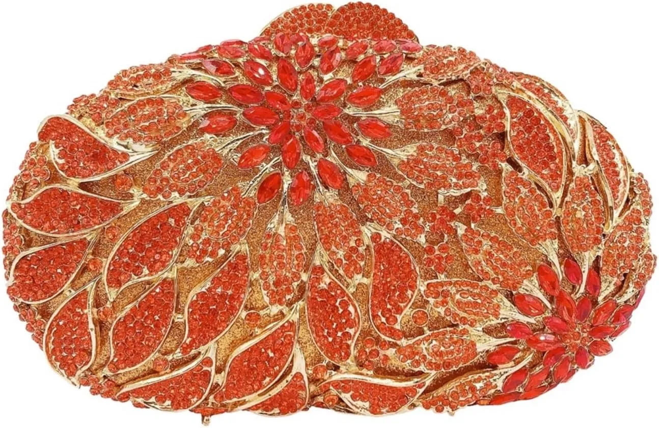 Luxury Crystal Clutch Rhinestones Evening Bag Hollow Out 3D Flower Handbag Evening Wedding Prom Bag