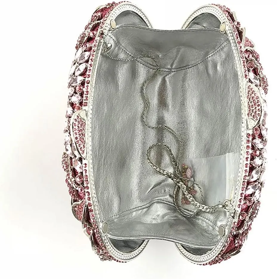 Luxury Crystal Clutch Rhinestones Evening Bag Hollow Out 3D Flower Handbag Evening Wedding Prom Bag