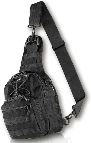 M-Tac Tactical Crossbody Black Sling Bag for Men - Military Backpack EDC Chest Bag Pack Travel Sling Shoulder Bag