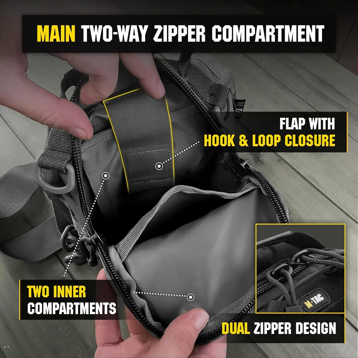 M-Tac Tactical Crossbody Black Sling Bag for Men - Military Backpack EDC Chest Bag Pack Travel Sling Shoulder Bag