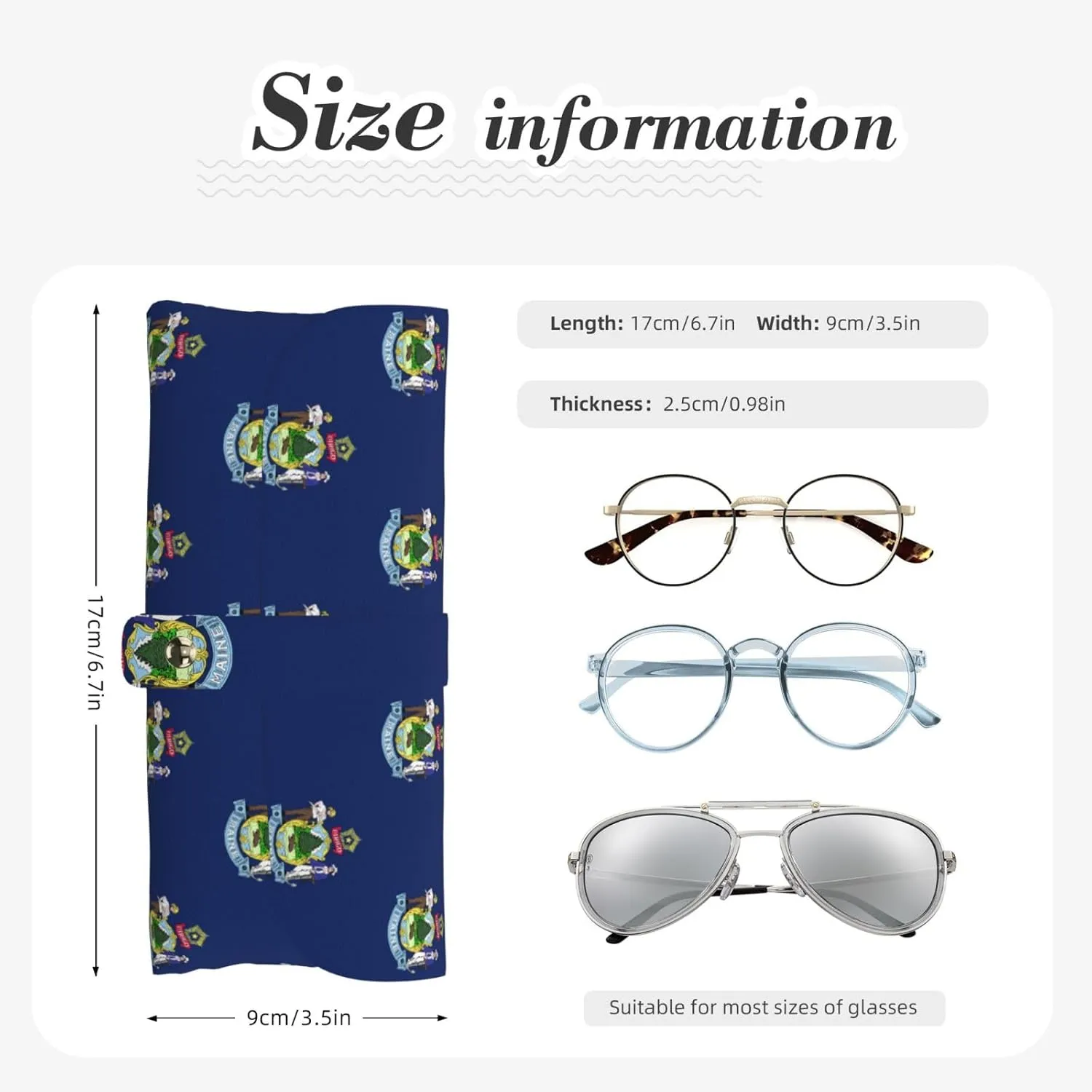 Maine State Flag Sunglasses Holder Soft Slim Travel Eyeglass Case For Men And Women