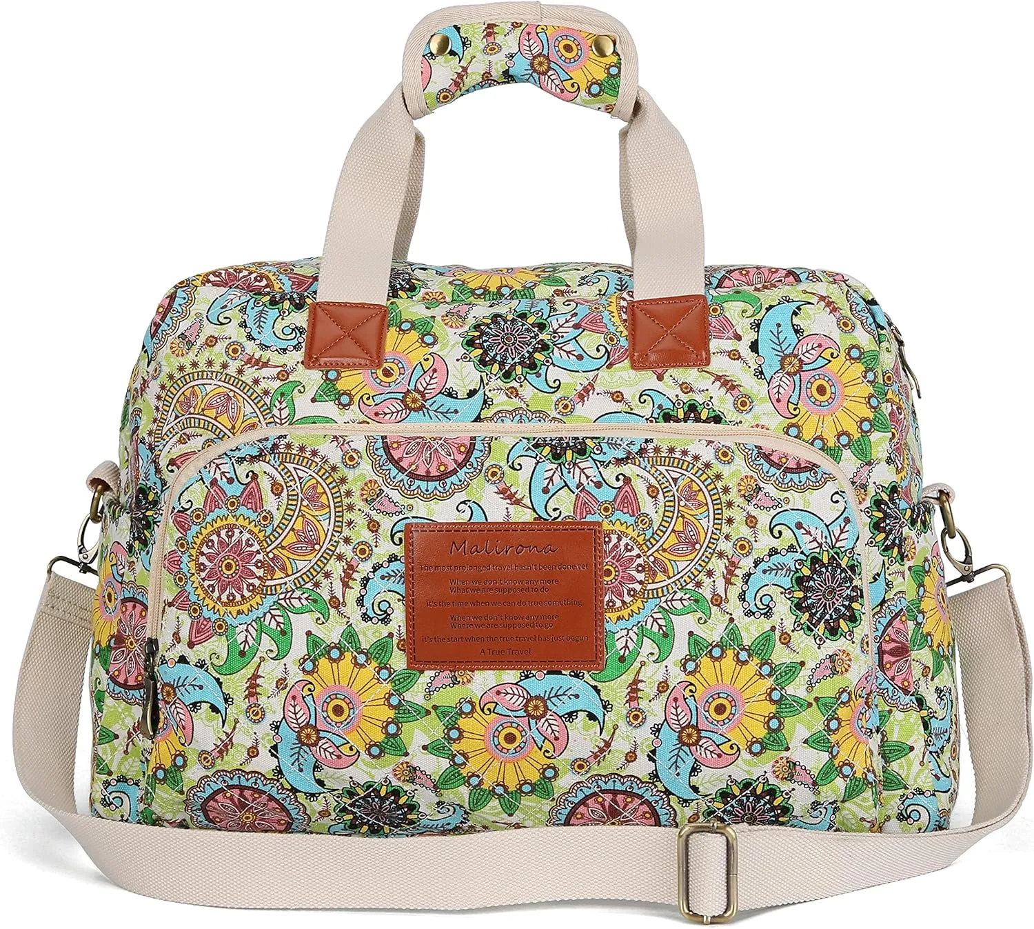 Malirona Canvas Overnight Bag Women Weekender Bag Carry On Travel Duffel Bag Floral