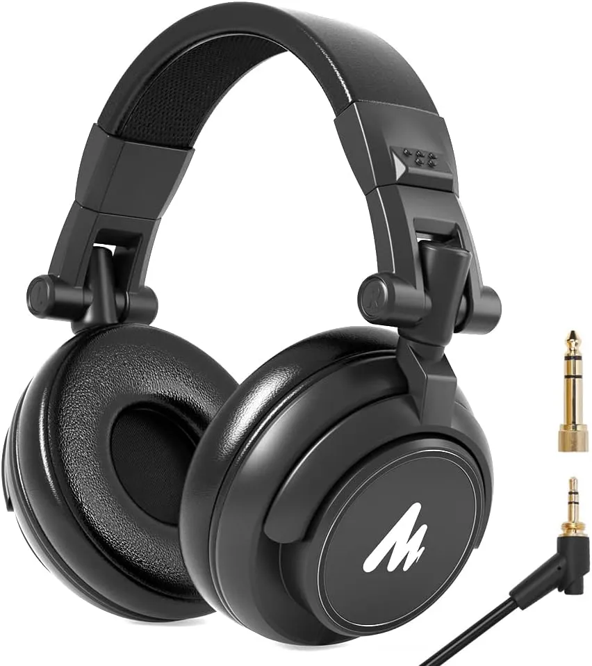 MAONO 50MM Drivers Studio Headphones AU-MH601 Over Ear Stereo Monitor Closed Back Headphones for Music, DJ, Podcast (Black)