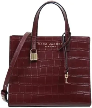 Marc Jacobs H037L01RE22 Mini Grind Syrah Maroon Purple With Gold Hardware Croc Embossed Leather Women's Mini Tote Bag