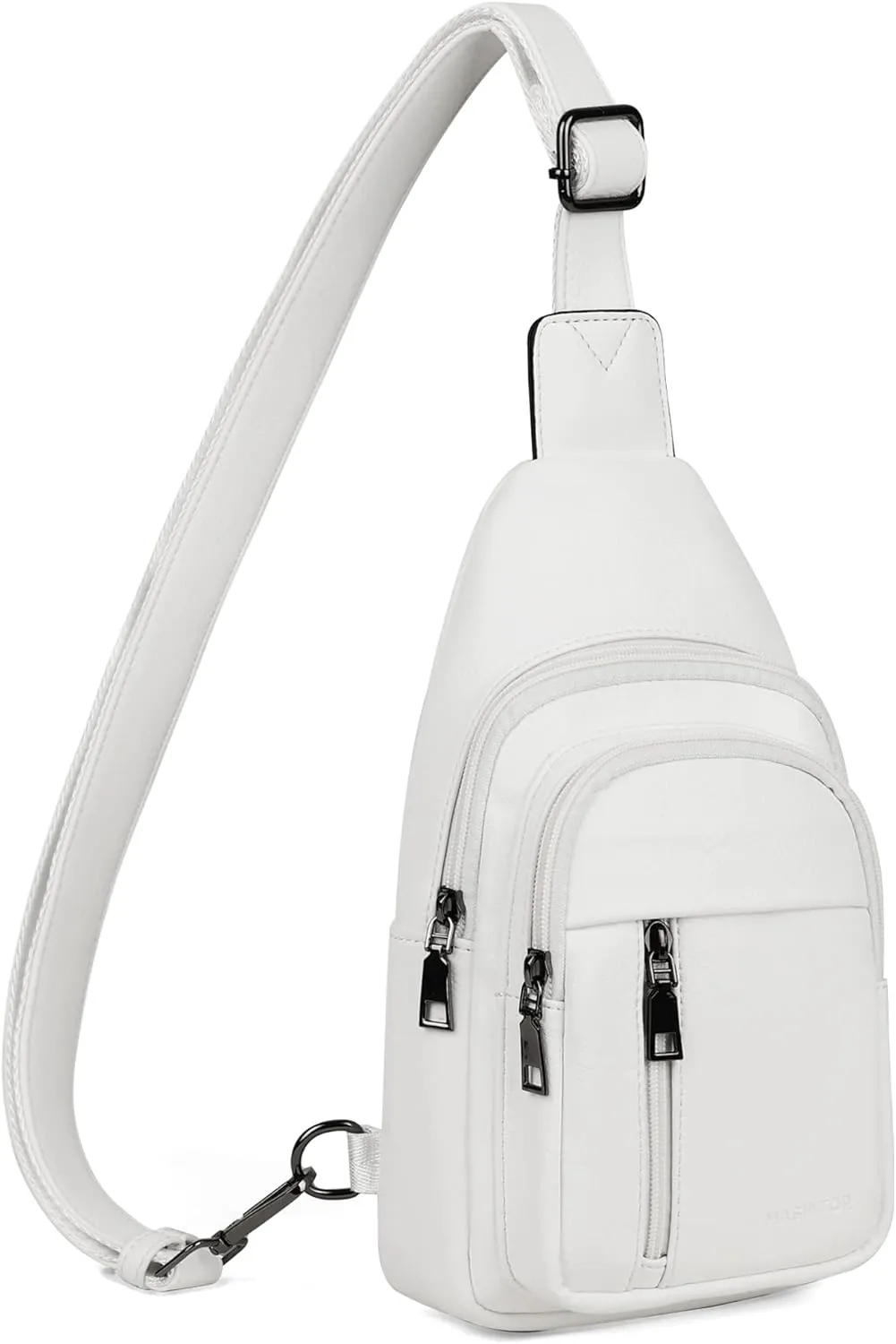 MASINTOR Sling Bag for Women - Crossbody Bags Fanny Pack with Vegan Leather - Adjustable Sling Backack for Travel Pure White