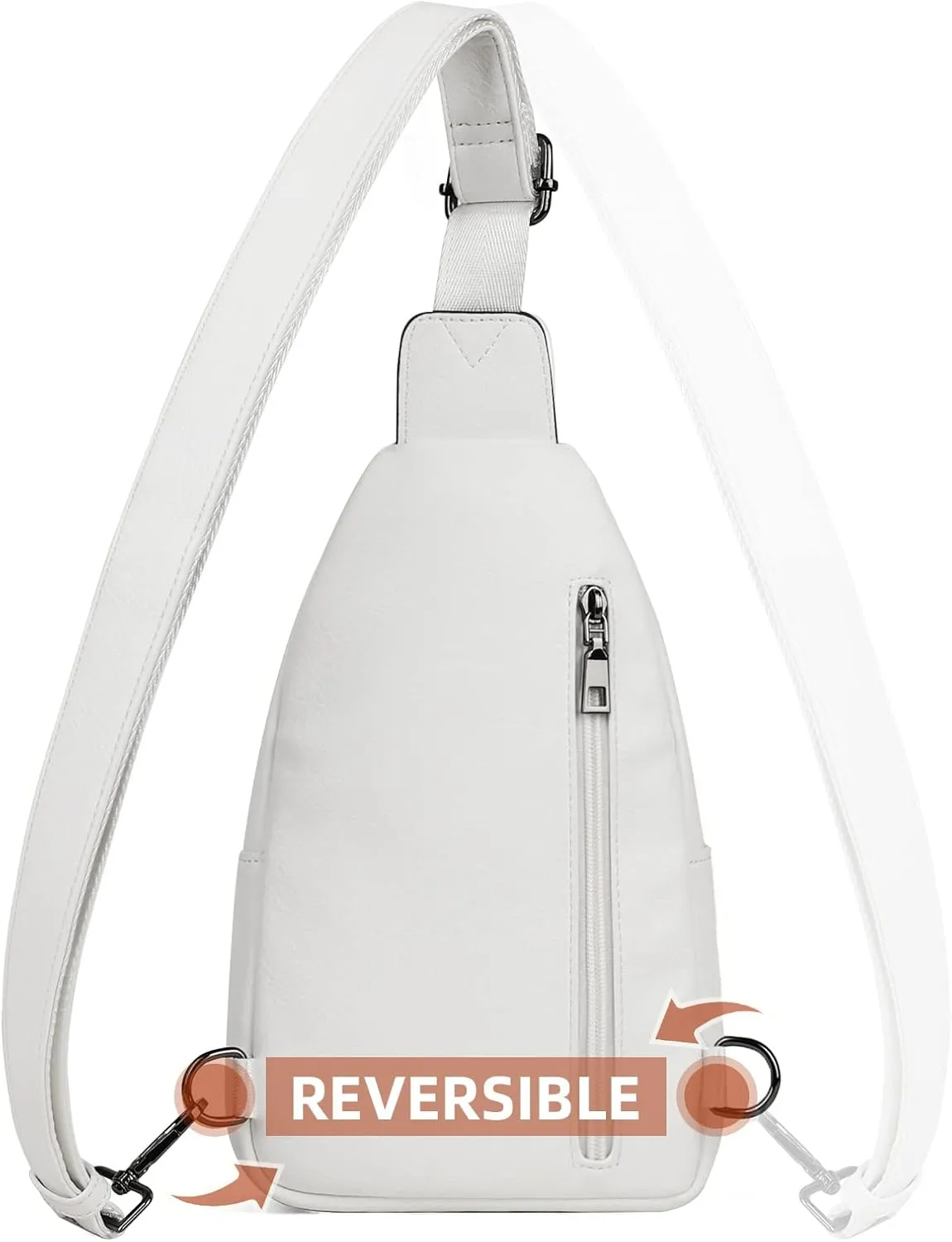 MASINTOR Sling Bag for Women - Crossbody Bags Fanny Pack with Vegan Leather - Adjustable Sling Backack for Travel Pure White