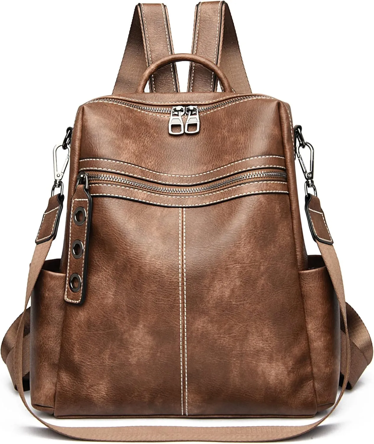 Maxoner Backpack Purse for Women Fashion Genuine Leather Convertible Shoulder Handbag Travel Bag Satchel Rucksack Ladies Bag
