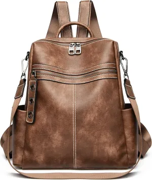 Maxoner Backpack Purse for Women Fashion Genuine Leather Convertible Shoulder Handbag Travel Bag Satchel Rucksack Ladies Bag